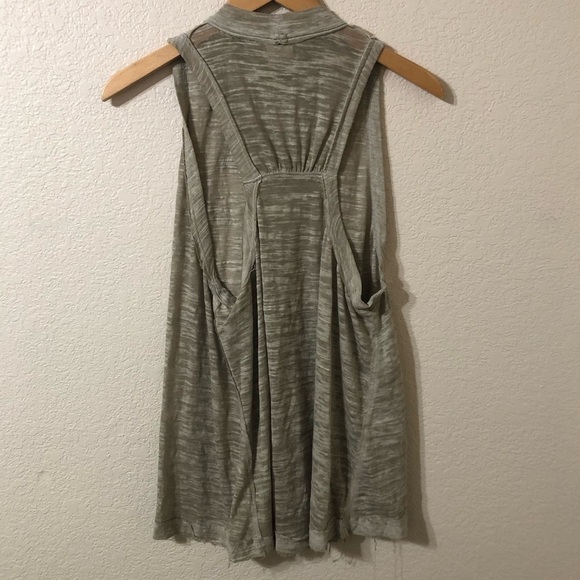 We The Free Sheer Green High Neck Line Sleeveless Tank - Size Medium - Picture 4 of 5